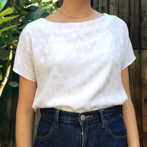 Dainty vintage butterfly pattern short sleeve